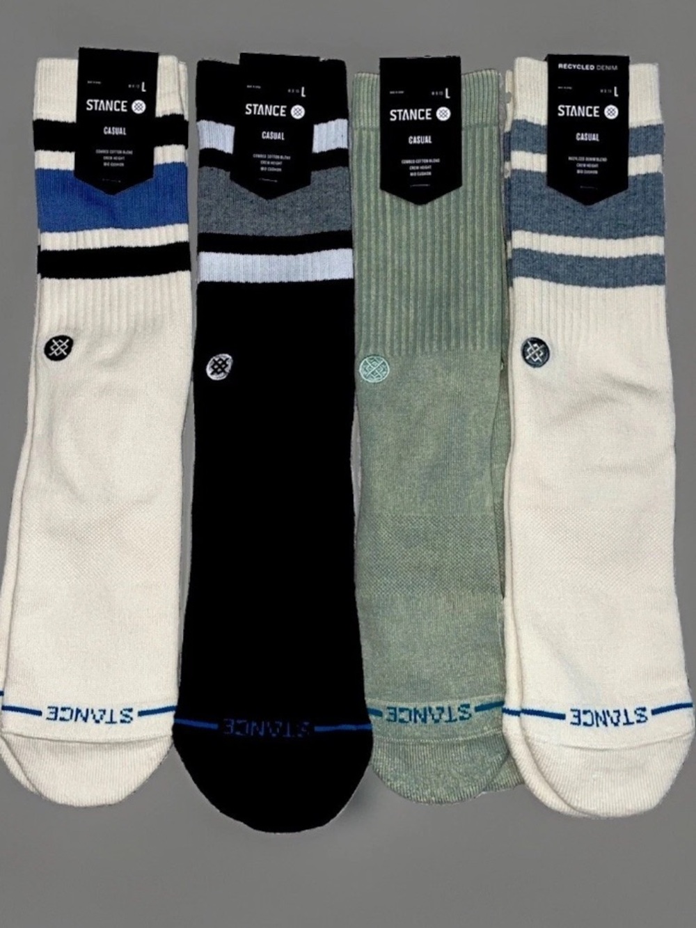Stance Men's Crew Socks Size Large Stripes / Icon NWT